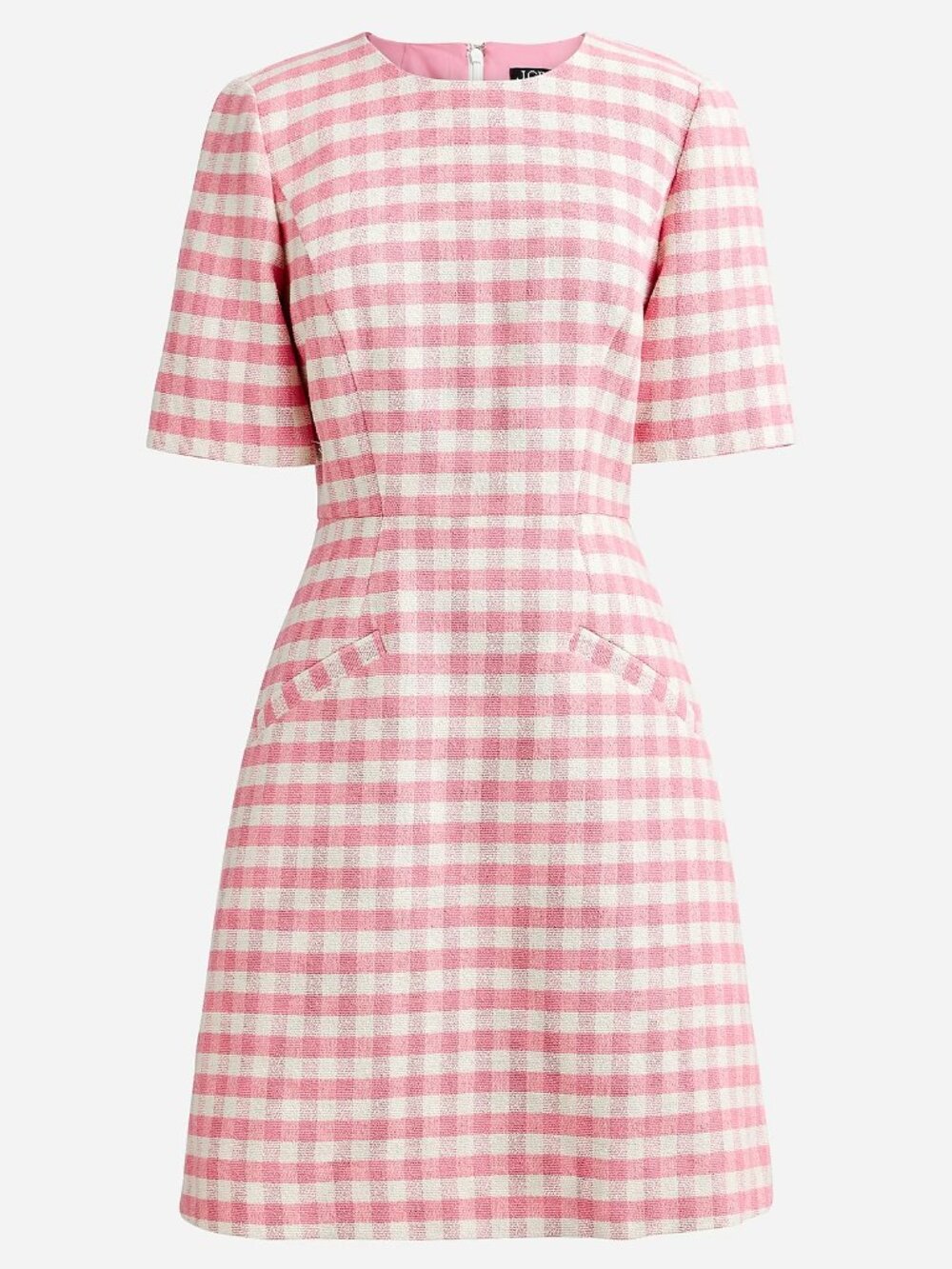 J.Crew Short-sleeve mini dress pink gingham 10 EUC